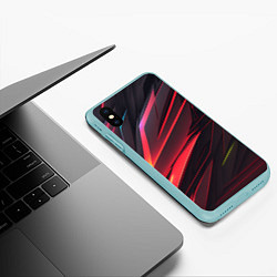 Чехол iPhone XS Max матовый Красно-черная текстура, цвет: 3D-мятный — фото 2