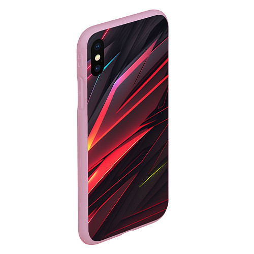 Чехол iPhone XS Max матовый Красно-черная текстура / 3D-Розовый – фото 2