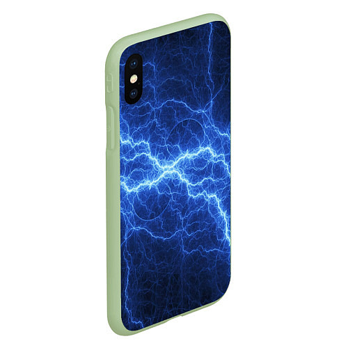 Чехол iPhone XS Max матовый Разряд электричества / 3D-Салатовый – фото 2