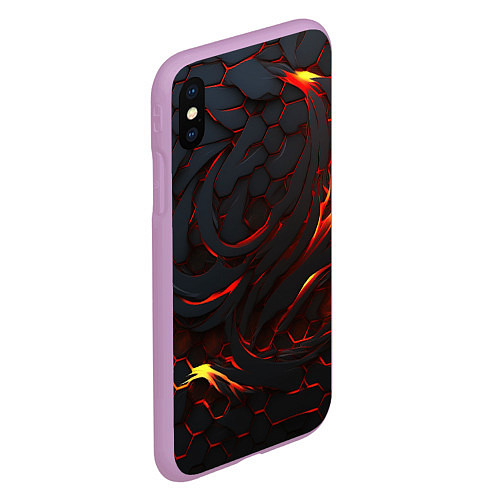 Чехол iPhone XS Max матовый Огненные разломленные плиты / 3D-Сиреневый – фото 2