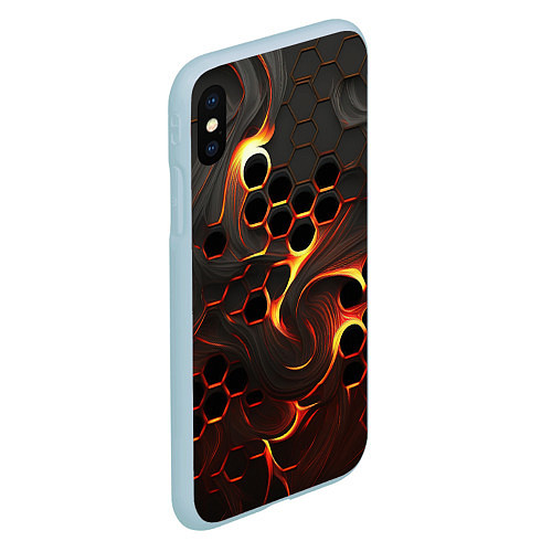 Чехол iPhone XS Max матовый Огненная сетка / 3D-Голубой – фото 2