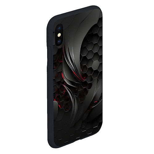 Чехол iPhone XS Max матовый Черные абстрактные плиты / 3D-Черный – фото 2
