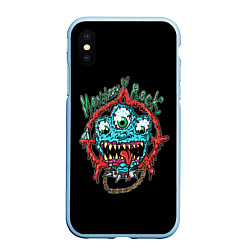 Чехол iPhone XS Max матовый Monsters of rock, цвет: 3D-голубой