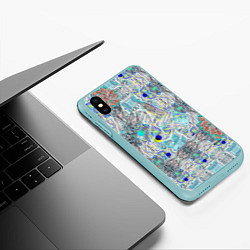 Чехол iPhone XS Max матовый Абстракция Фиона, цвет: 3D-мятный — фото 2