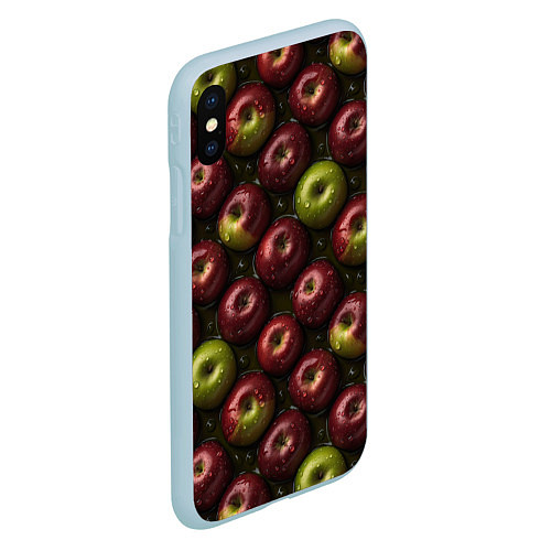 Чехол iPhone XS Max матовый Сочная текстура из яблок / 3D-Голубой – фото 2
