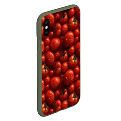 Чехол iPhone XS Max матовый Сочная текстура из томатов, цвет: 3D-темно-зеленый — фото 2