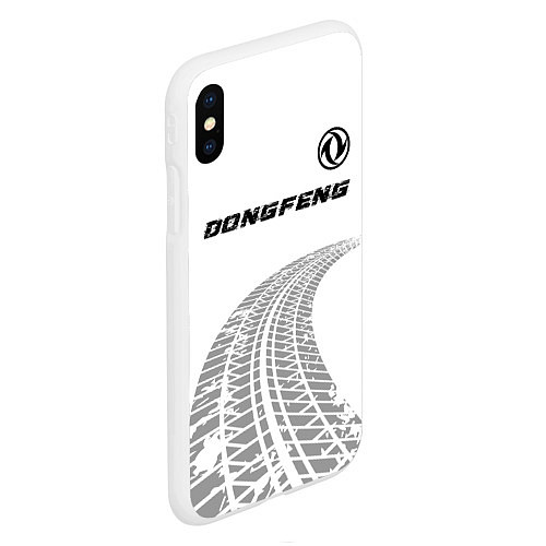 Чехол iPhone XS Max матовый Dongfeng speed на светлом фоне со следами шин: сим / 3D-Белый – фото 2