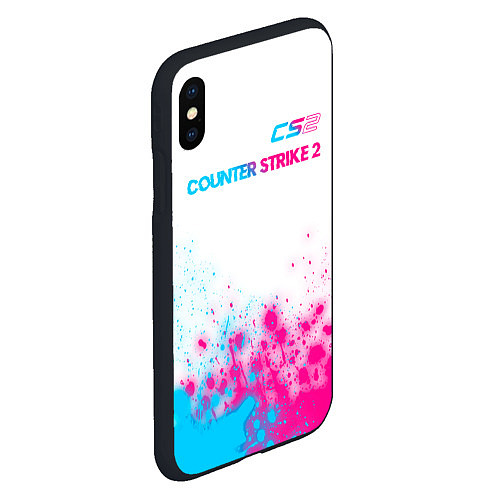 Чехол iPhone XS Max матовый Counter Strike 2 neon gradient style: символ сверх / 3D-Черный – фото 2