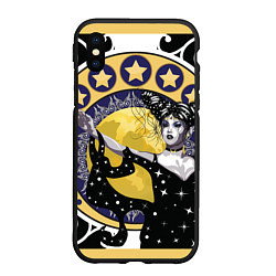 Чехол iPhone XS Max матовый Древняя богиня Никс и рамка в стиле модерн с луной, цвет: 3D-черный