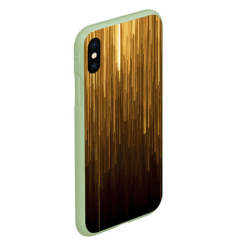 Чехол iPhone XS Max матовый Золотистые полосы свисают / 3D-Салатовый – фото 2