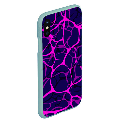 Чехол iPhone XS Max матовый Неоновая аниме вода / 3D-Мятный – фото 2