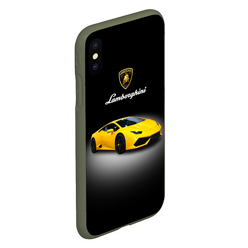 Чехол iPhone XS Max матовый Спорткар Lamborghini Aventador / 3D-Темно-зеленый – фото 2