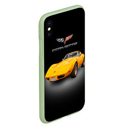 Чехол iPhone XS Max матовый Американский спорткар Chevrolet Corvette Stingray, цвет: 3D-салатовый — фото 2
