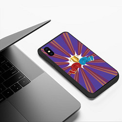 Чехол iPhone XS Max матовый Синяя и красная боксерские перчатки, цвет: 3D-черный — фото 2