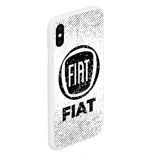 Чехол iPhone XS Max матовый Fiat с потертостями на светлом фоне / 3D-Белый – фото 2