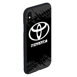 Чехол iPhone XS Max матовый Toyota speed на темном фоне со следами шин, цвет: 3D-черный — фото 2