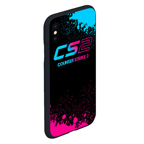 Чехол iPhone XS Max матовый Counter Strike 2 - neon gradient / 3D-Черный – фото 2