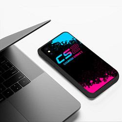 Чехол iPhone XS Max матовый Counter Strike 2 - neon gradient, цвет: 3D-черный — фото 2