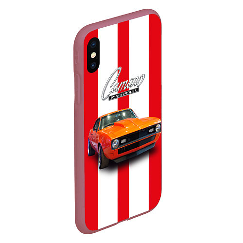 Чехол iPhone XS Max матовый Ретро маслкар Chevrolet Camaro SS 1968 года / 3D-Малиновый – фото 2