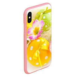 Чехол iPhone XS Max матовый Пасхальные яйца и цветы, цвет: 3D-баблгам — фото 2