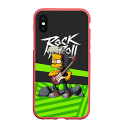 Чехол iPhone XS Max матовый Rock music Simpsons, цвет: 3D-красный