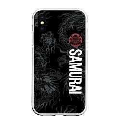 Чехол iPhone XS Max матовый Одинокий самурай и дракон, цвет: 3D-белый