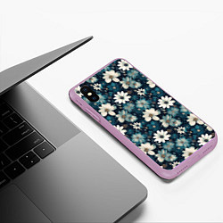 Чехол iPhone XS Max матовый Узор из весенних цветочков, цвет: 3D-сиреневый — фото 2