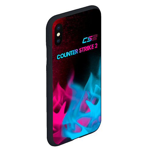 Чехол iPhone XS Max матовый Counter Strike 2 - neon gradient: символ сверху / 3D-Черный – фото 2