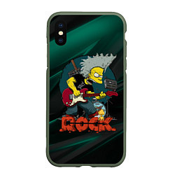 Чехол iPhone XS Max матовый Rock music Simpsons, цвет: 3D-темно-зеленый