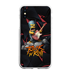 Чехол iPhone XS Max матовый Rocknroll simpsons, цвет: 3D-белый