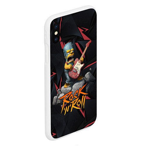 Чехол iPhone XS Max матовый Rocknroll simpsons / 3D-Белый – фото 2