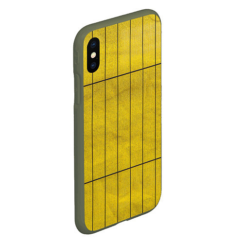 Чехол iPhone XS Max матовый Жёлтый фон и чёрные параллельные линии / 3D-Темно-зеленый – фото 2
