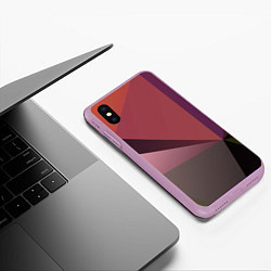 Чехол iPhone XS Max матовый Разные треугольники и геометрия, цвет: 3D-сиреневый — фото 2