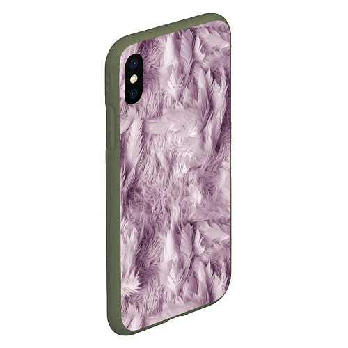 Чехол iPhone XS Max матовый Текстура розовый пушок / 3D-Темно-зеленый – фото 2