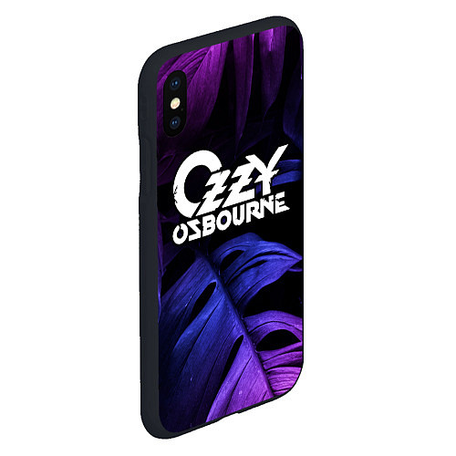 Чехол iPhone XS Max матовый Ozzy Osbourne neon monstera / 3D-Черный – фото 2