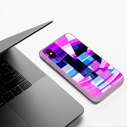 Чехол iPhone XS Max матовый Розовые фигуры и глитчи, цвет: 3D-сиреневый — фото 2