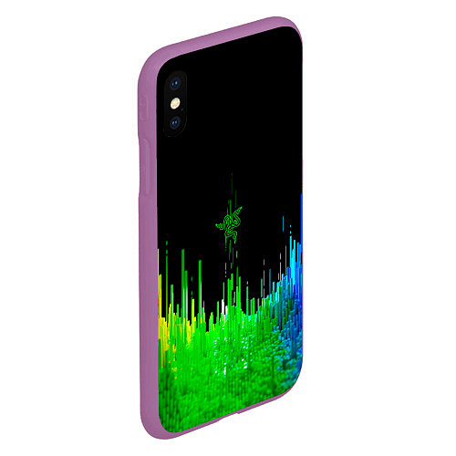 Чехол iPhone XS Max матовый Геометрическая музыкальная волна / 3D-Фиолетовый – фото 2