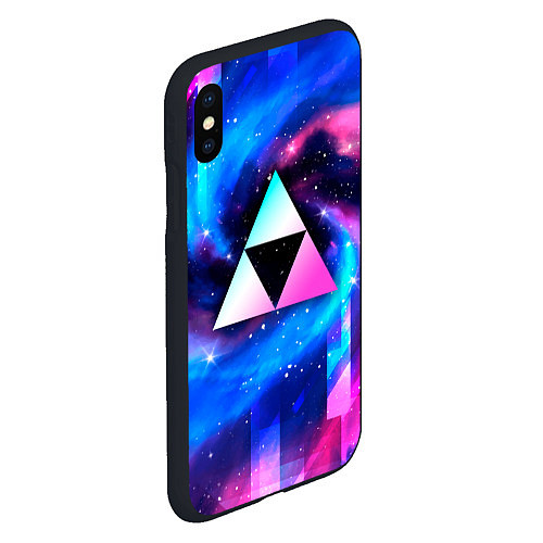 Чехол iPhone XS Max матовый Zelda неоновый космос / 3D-Черный – фото 2