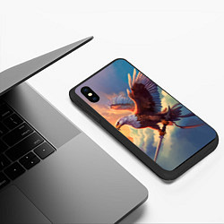 Чехол iPhone XS Max матовый Орел с мечом в облаках на закате, цвет: 3D-черный — фото 2