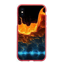 Чехол iPhone XS Max матовый Лава и вода, цвет: 3D-красный
