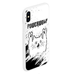 Чехол iPhone XS Max матовый Powerwolf рок кот на светлом фоне, цвет: 3D-белый — фото 2