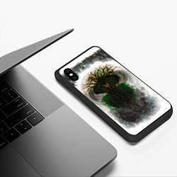 Чехол iPhone XS Max матовый Ведьма из леса на фоне еловых ветвей, цвет: 3D-черный — фото 2