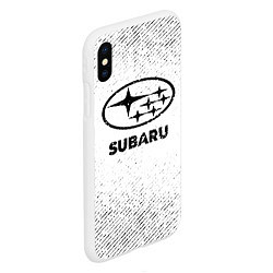 Чехол iPhone XS Max матовый Subaru с потертостями на светлом фоне, цвет: 3D-белый — фото 2