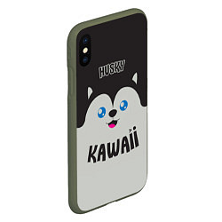 Чехол iPhone XS Max матовый Kawaii Husky, цвет: 3D-темно-зеленый — фото 2