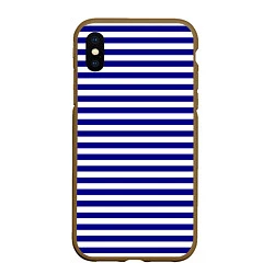 Чехол iPhone XS Max матовый Тельняшка синяя ВМФ, цвет: 3D-коричневый