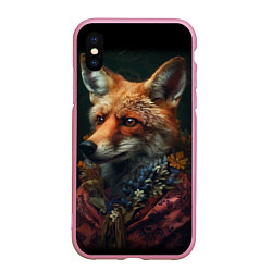 Чехол iPhone XS Max матовый Рыжий лис, цвет: 3D-розовый