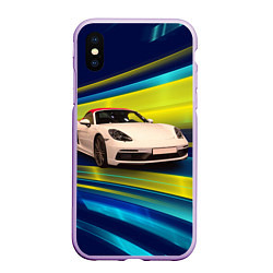 Чехол iPhone XS Max матовый Спорткар Porsche в движении