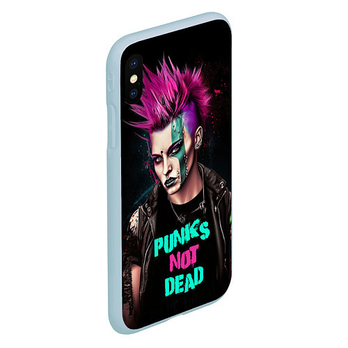 Чехол iPhone XS Max матовый Девушка панк / 3D-Голубой – фото 2