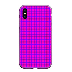 Чехол iPhone XS Max матовый Малиновый неоновый клетчатый узор, цвет: 3D-фиолетовый