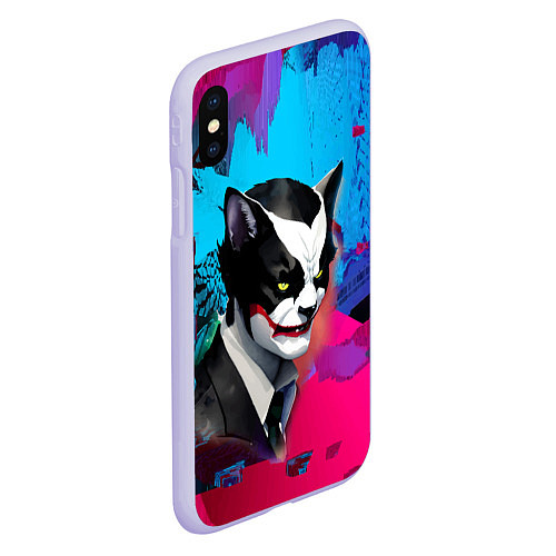 Чехол iPhone XS Max матовый Dude-cat - neural network - pop art / 3D-Светло-сиреневый – фото 2